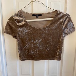 Brown velvet cropped top, size XS